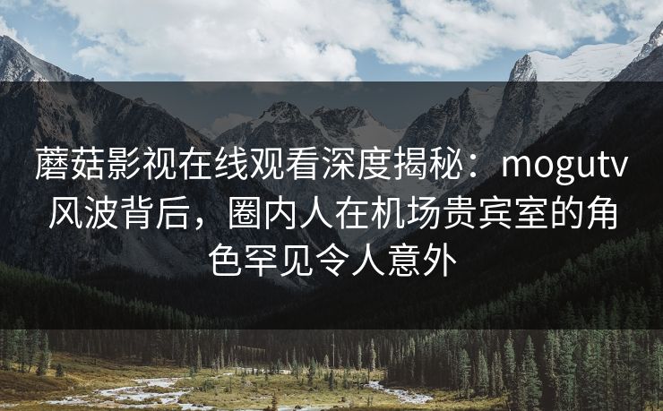 蘑菇影视在线观看深度揭秘：mogutv风波背后，圈内人在机场贵宾室的角色罕见令人意外